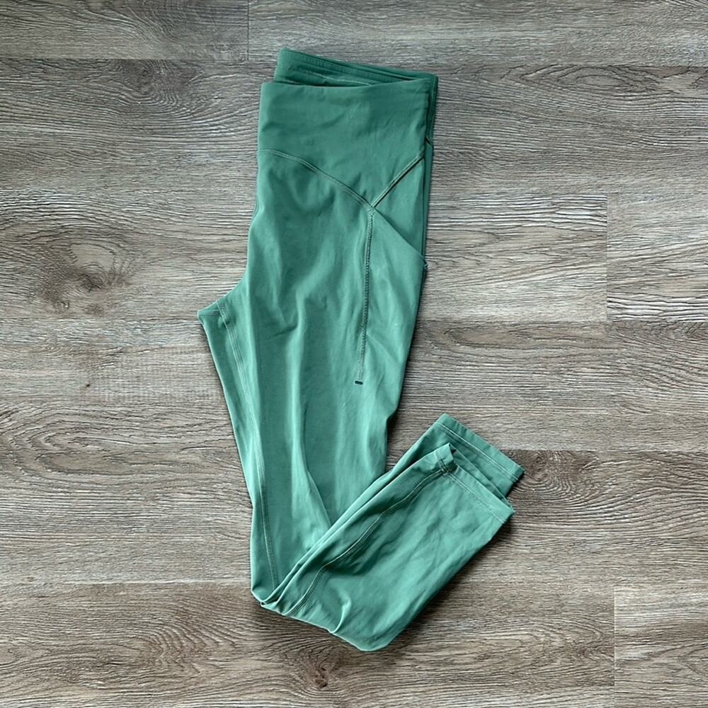 Lululemon Power Thru‎ High Rise 25" Tight Leggings Green Twill Size 10